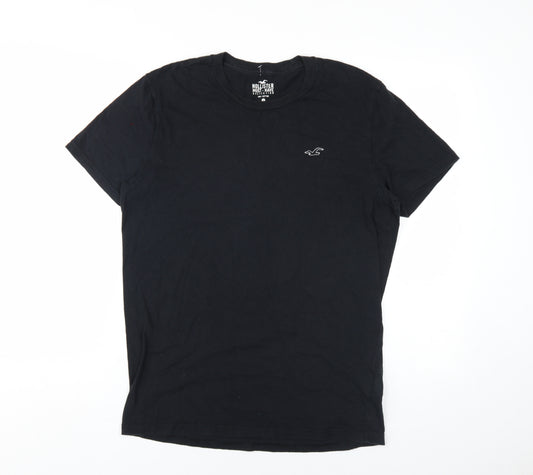 Hollister Men's Black Mid-Sleeve Crew Neck T-Shirt