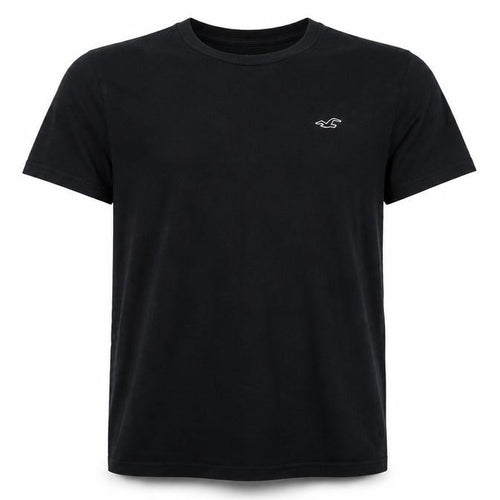 Hollister Men's Black Mid-Sleeve Crew Neck T-Shirt