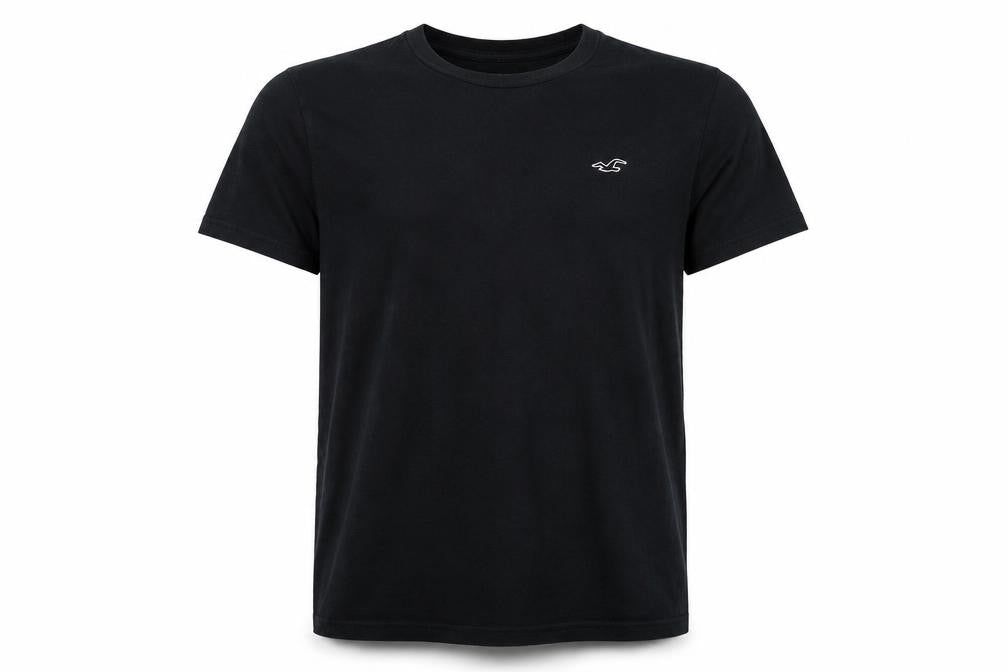 Hollister Men's Black Mid-Sleeve Crew Neck T-Shirt