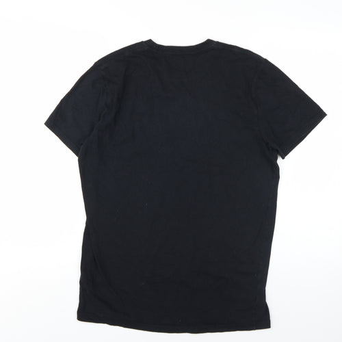 Hollister Men's Black Mid-Sleeve Crew Neck T-Shirt