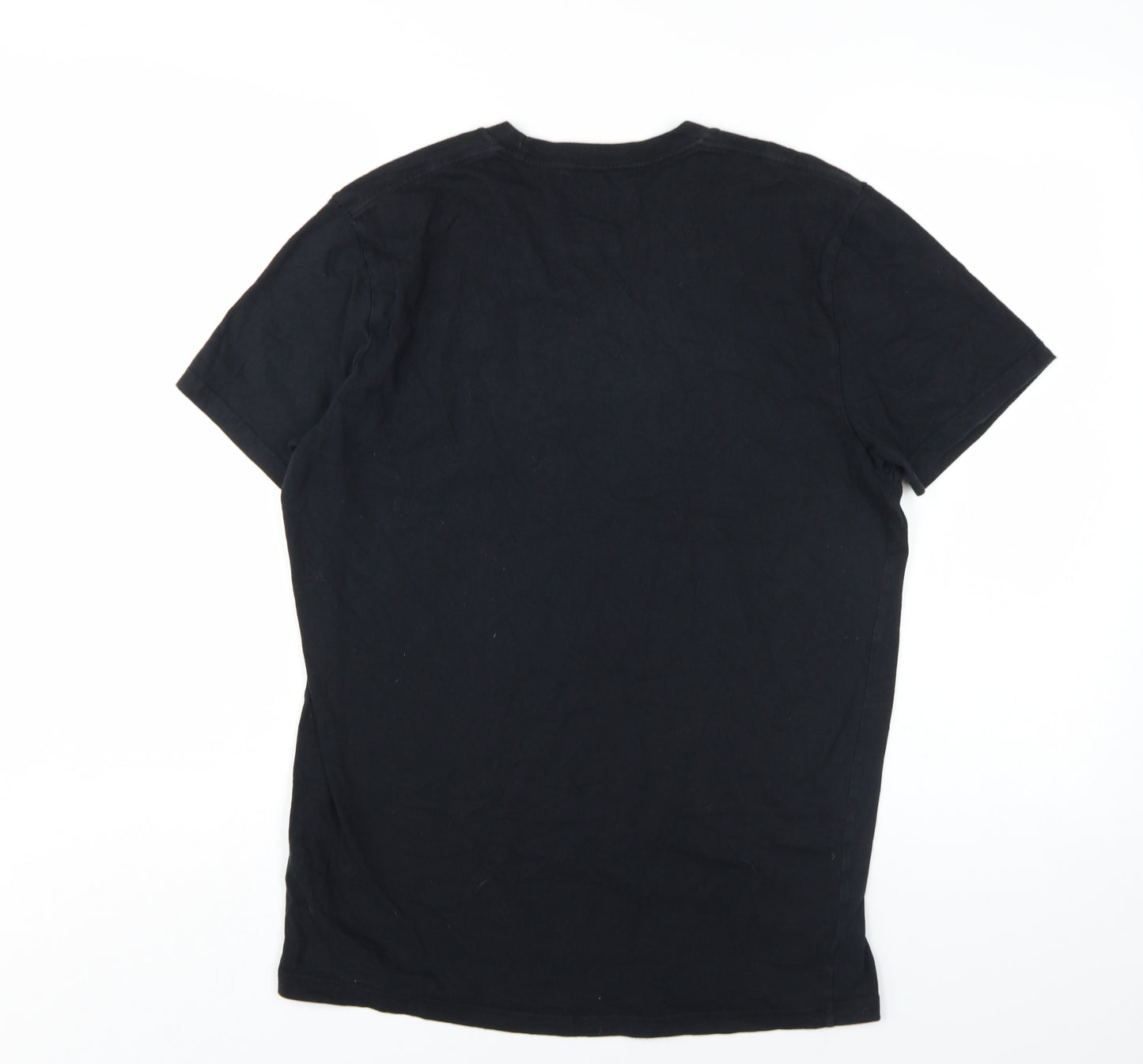 Hollister Men's Black Mid-Sleeve Crew Neck T-Shirt