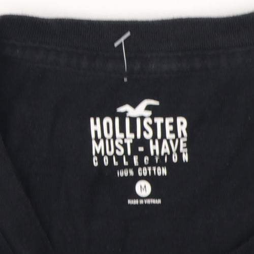 Hollister Men's Black Mid-Sleeve Crew Neck T-Shirt