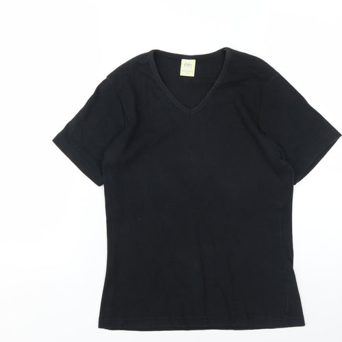 Cotton Traders Women's Black V-Neck T-Shirt Size 14