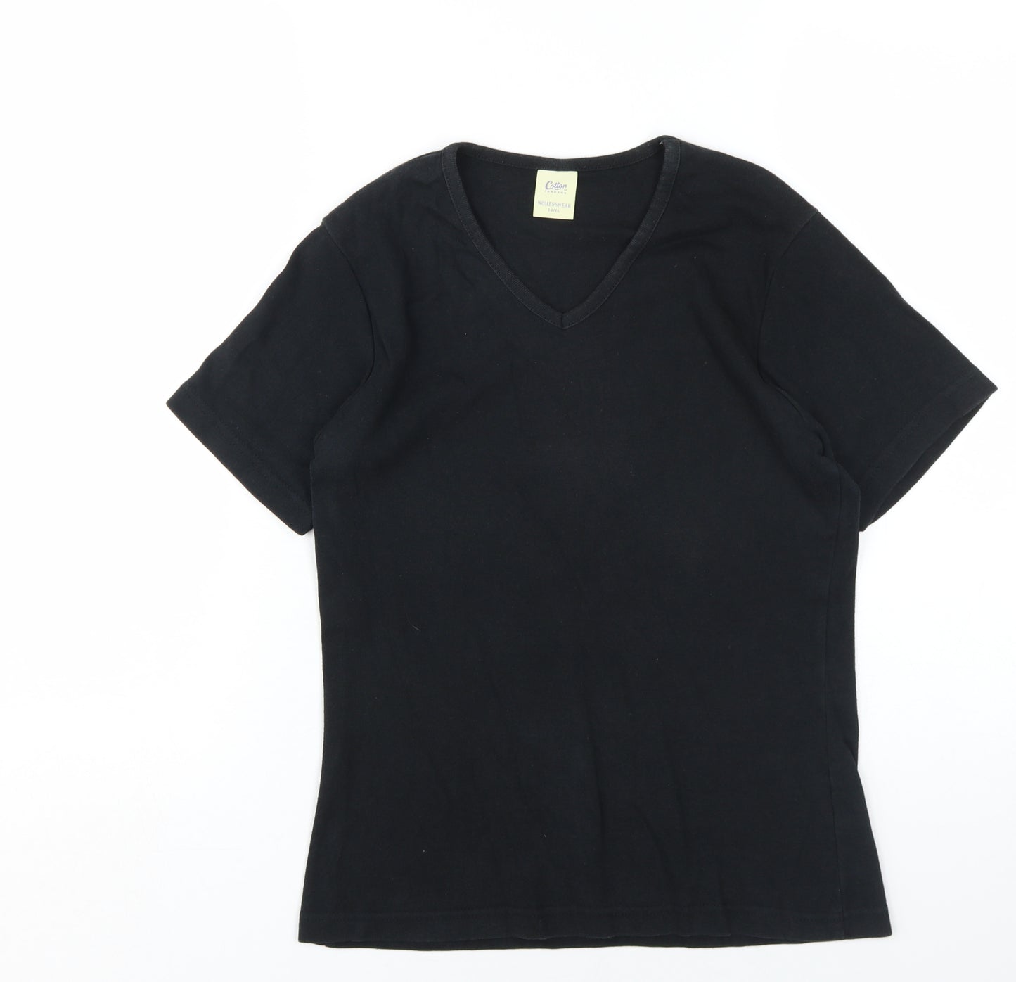 Cotton Traders Women's Black V-Neck T-Shirt Size 14