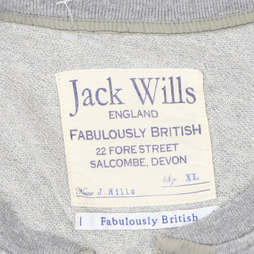 Jack Wills Men's Grey Henley T-Shirt XL Cotton