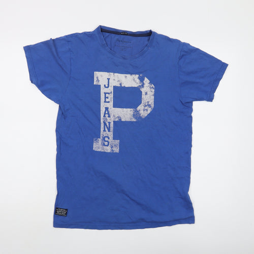 Pepe Jeans Men's Blue T-Shirt, M, Cotton, Graphic Print