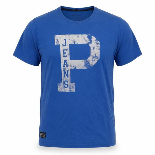 Pepe Jeans Men's Blue T-Shirt, M, Cotton, Graphic Print