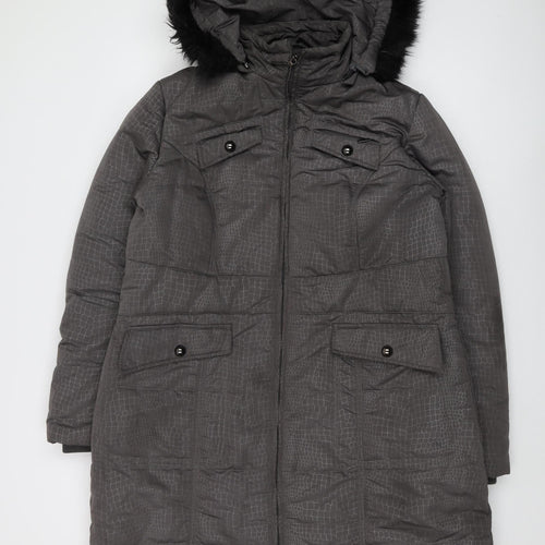 Savoir Women's Grey Long Puffer Hooded Coat Size 18