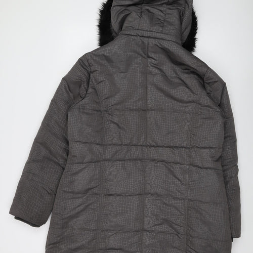 Savoir Women's Grey Long Puffer Hooded Coat Size 18