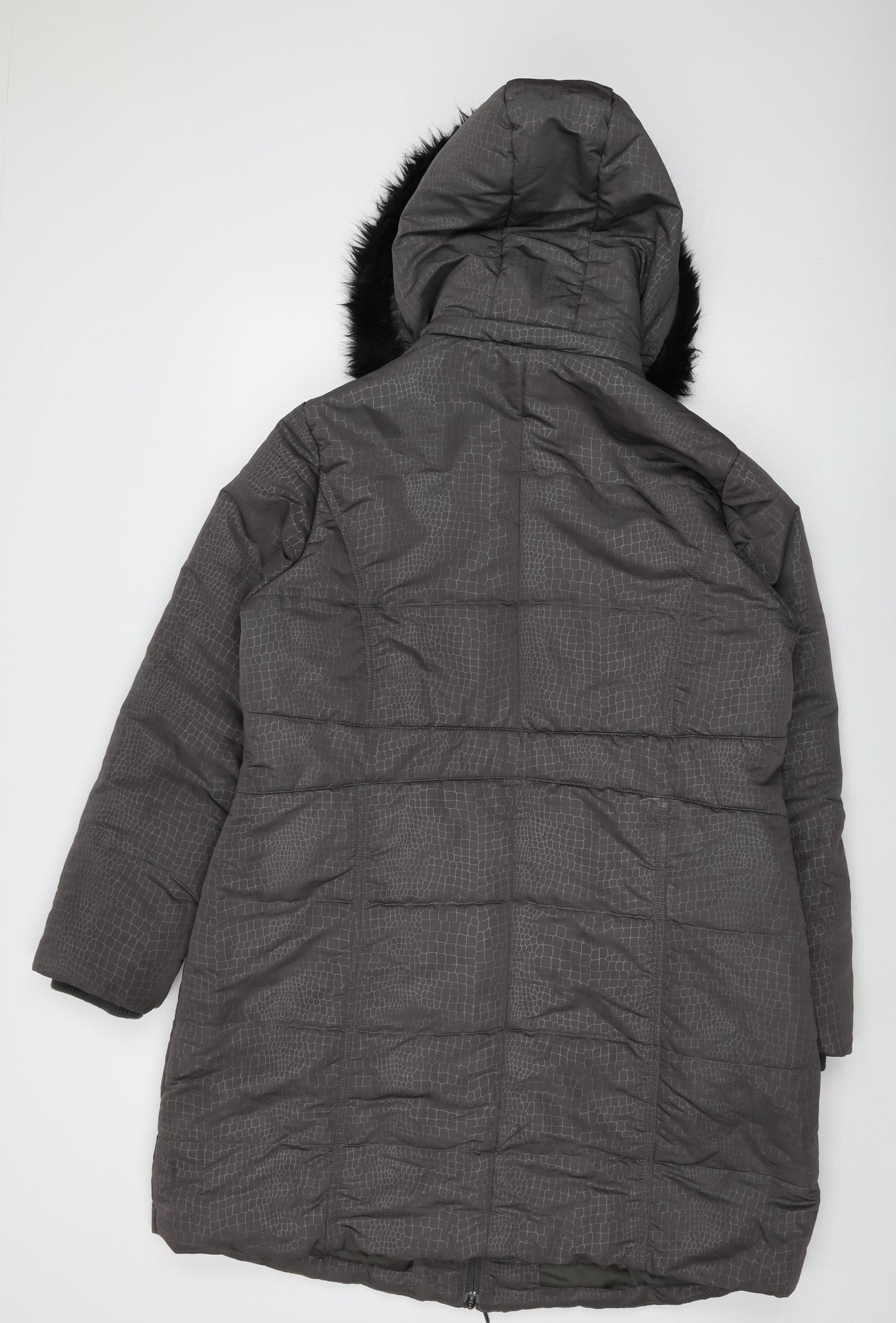 Savoir Women's Grey Long Puffer Hooded Coat Size 18