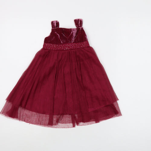 Monsoon Girls Red A-Line Dress, 12-18 Months, Luxury Party Attire