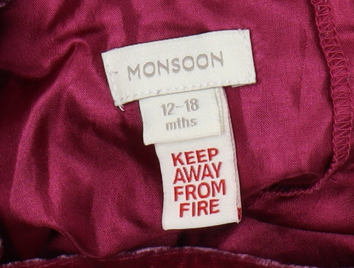 Monsoon Girls Red A-Line Dress, 12-18 Months, Luxury Party Attire
