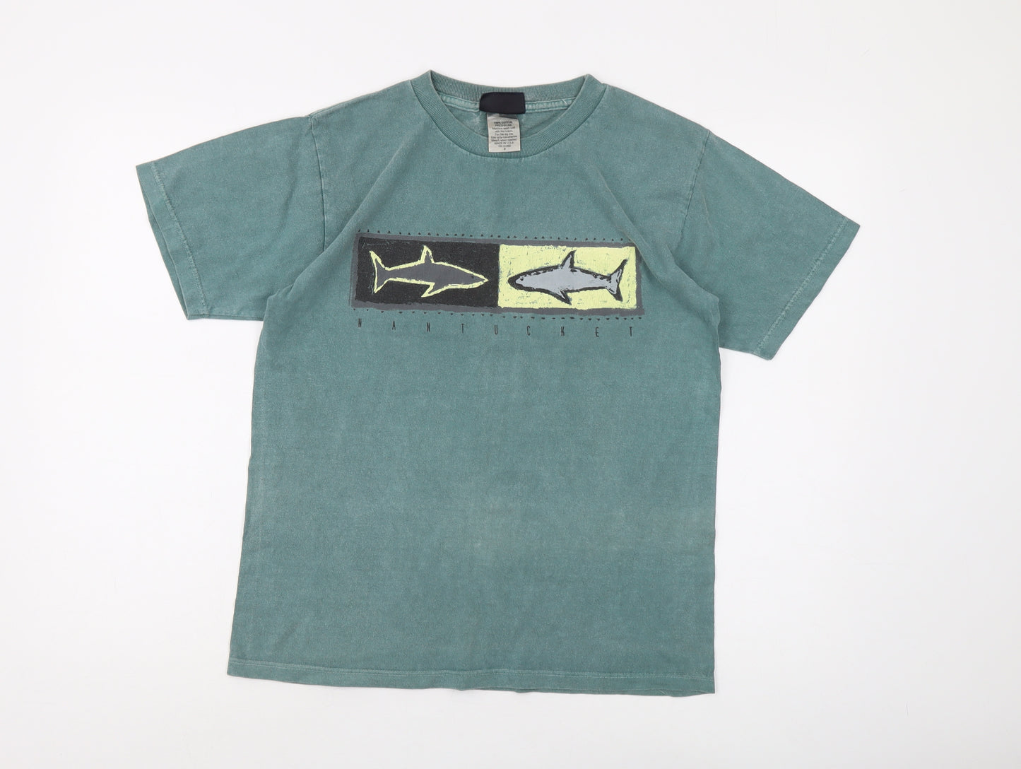 Breezin' Up Men's Green Shark Graphic T-Shirt, Size S