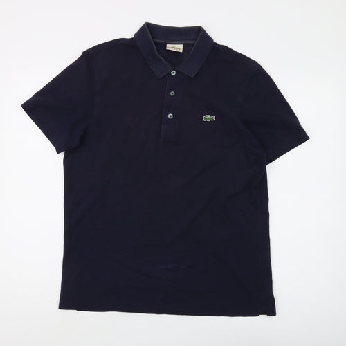 Lacoste Men's Black Polo Shirt Large Logo Cotton