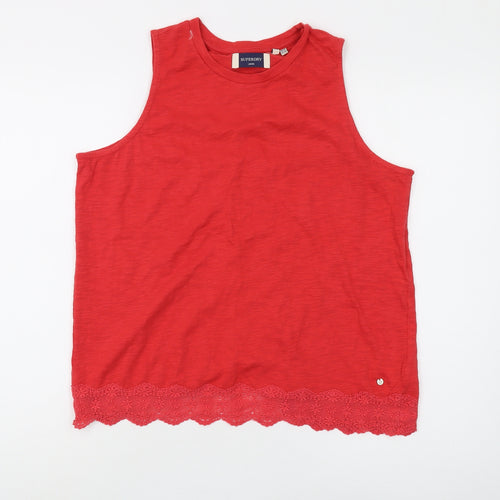 Superdry Red Women's Tank Top Lace Accents Size 14