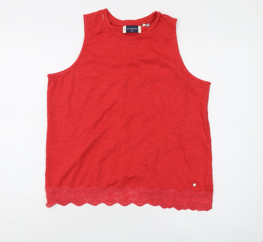 Superdry Red Women's Tank Top Lace Accents Size 14