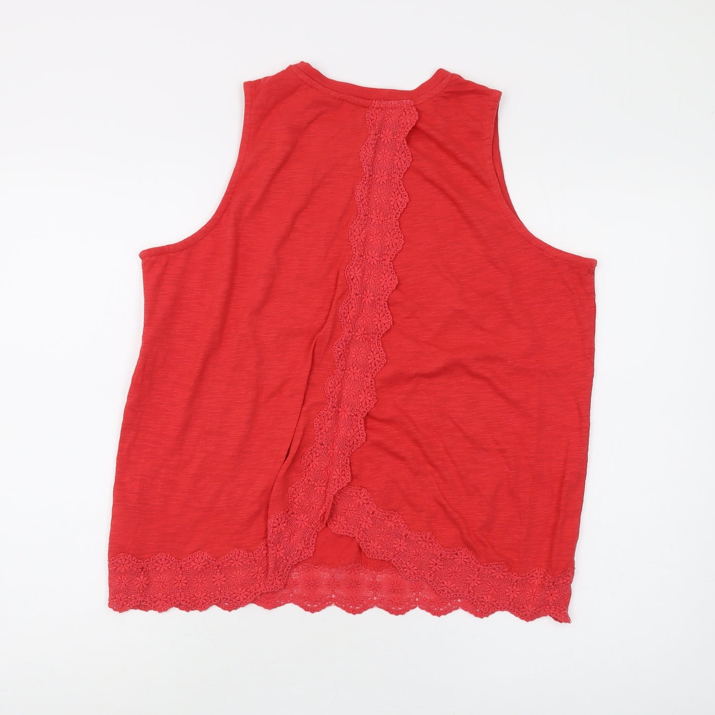 Superdry Red Women's Tank Top Lace Accents Size 14