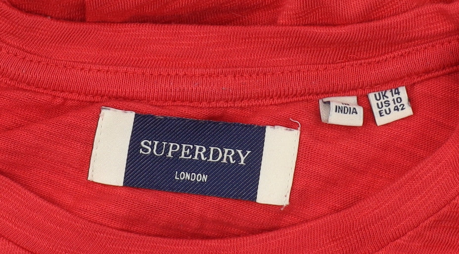 Superdry Red Women's Tank Top Lace Accents Size 14