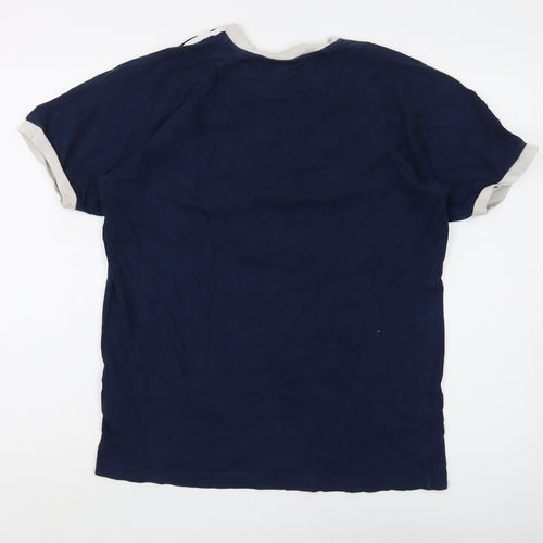 Adidas Men's Blue Cotton Logo T-Shirt Size L