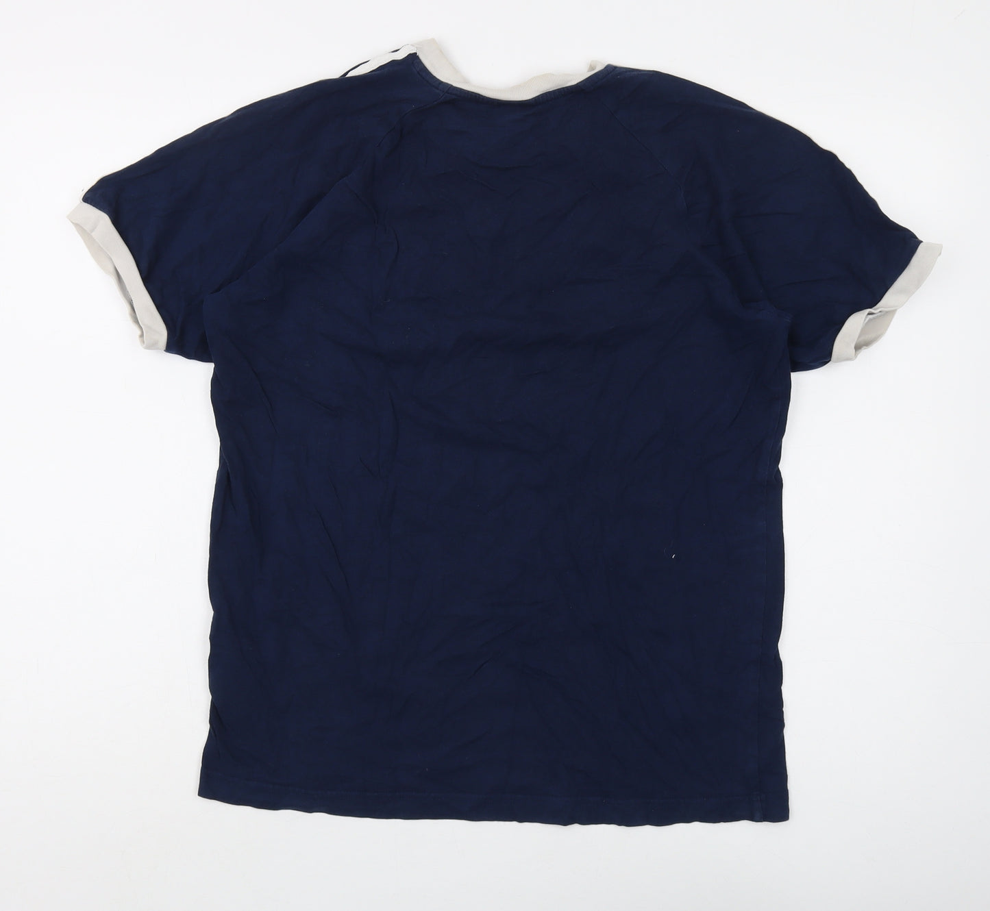 Adidas Men's Blue Cotton Logo T-Shirt Size L