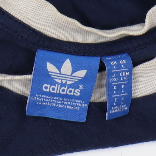 Adidas Men's Blue Cotton Logo T-Shirt Size L