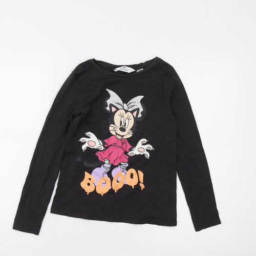 H&M Girls Black Long Sleeve Minnie Mouse Top 9-10 Years