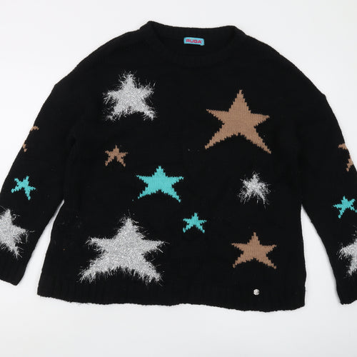 Ruga Women's Black Stars Pullover Jumper, M