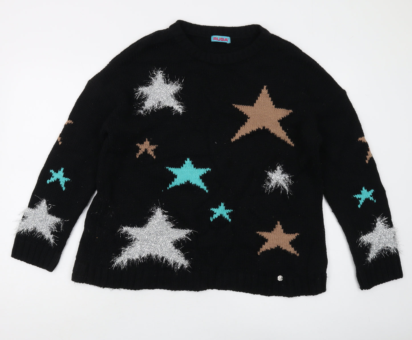 Ruga Women's Black Stars Pullover Jumper, M