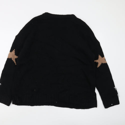 Ruga Women's Black Stars Pullover Jumper, M