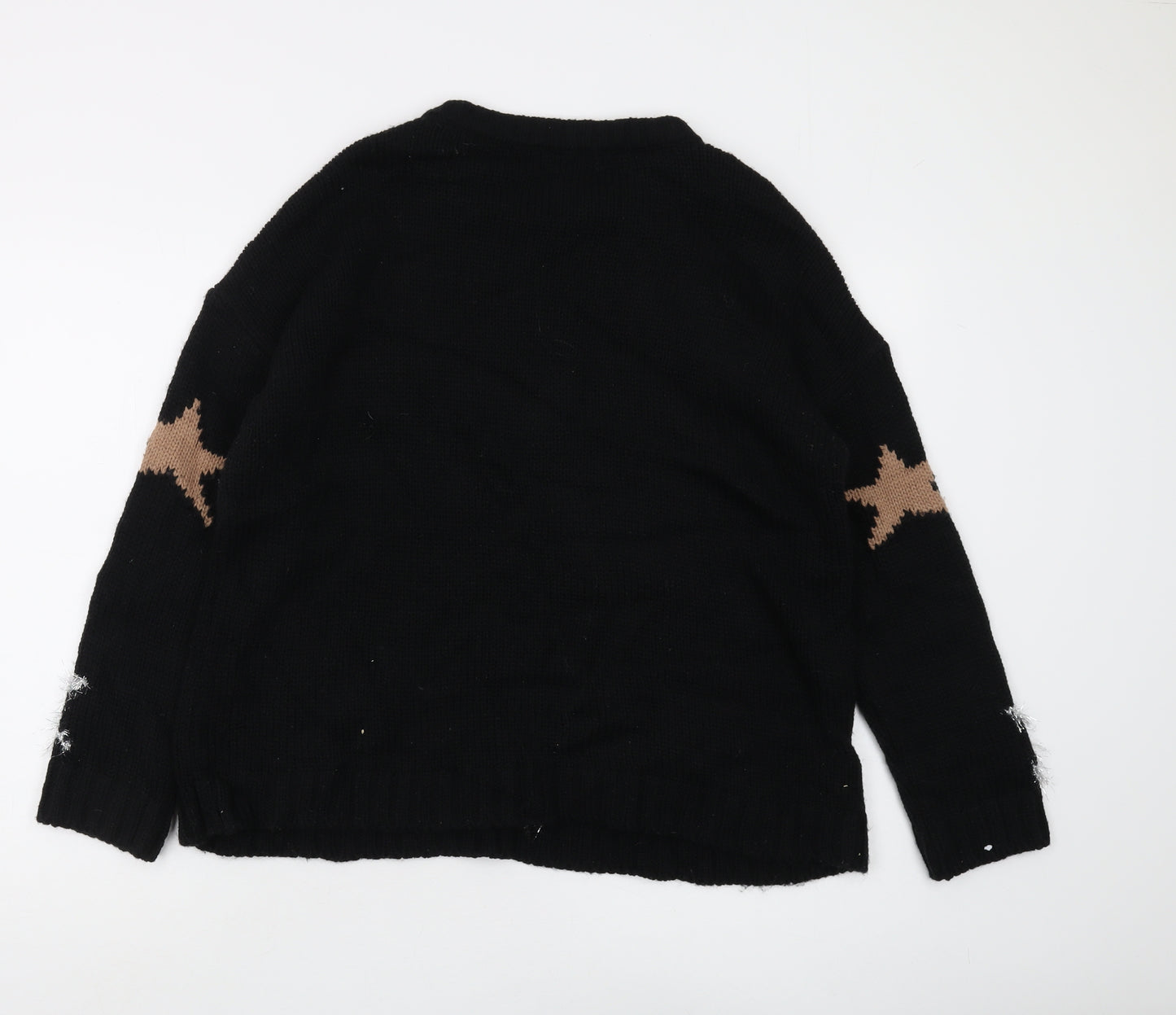 Ruga Women's Black Stars Pullover Jumper, M