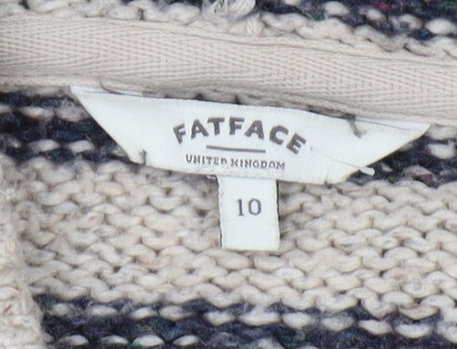 FatFace Women's Beige Cardigan Size 10 Hooded Knit