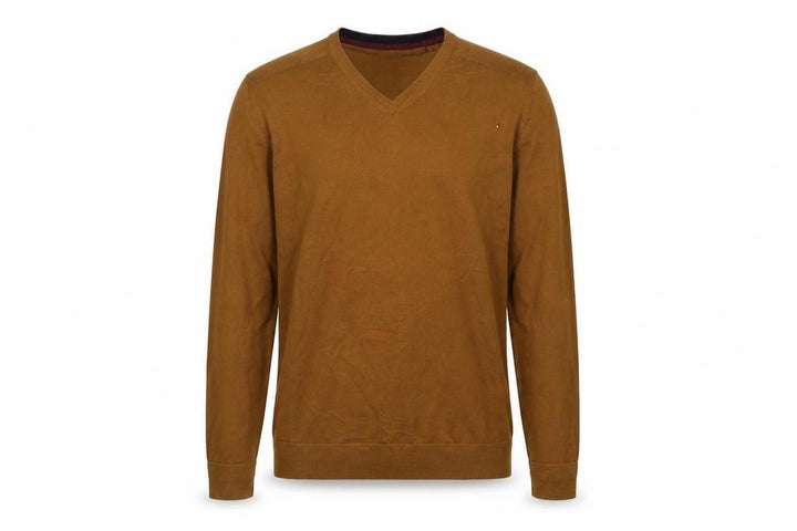 Ted Baker Men's Brown Wool V-Neck Pullover, L
