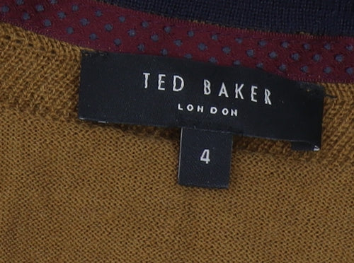 Ted Baker Men's Brown Wool V-Neck Pullover, L