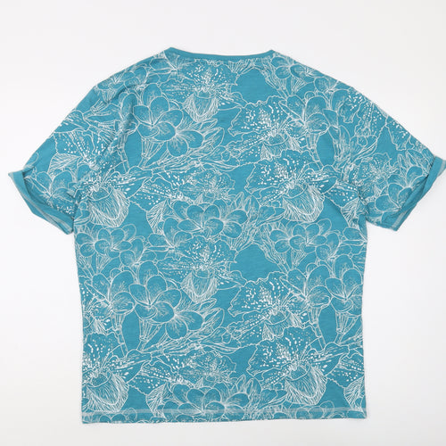 Smith & Jones Men's Blue Floral Print T-Shirt Size L