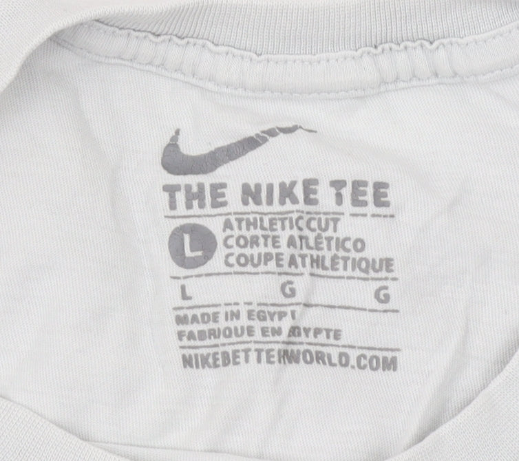 Nike Men's White L Athletic T-Shirt with Logo