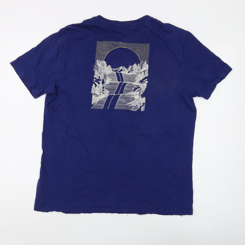 GAP Men's Blue Graphic T-Shirt, Medium, Crew Neck Design