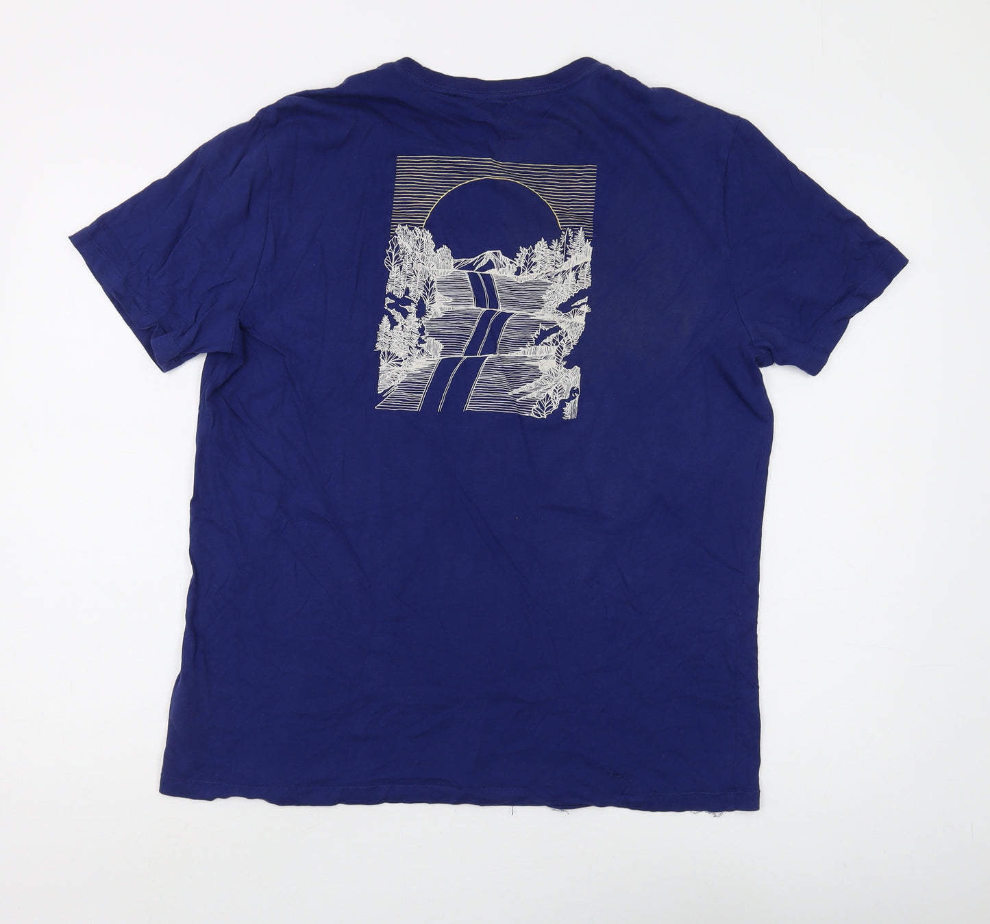 GAP Men's Blue Graphic T-Shirt, Medium, Crew Neck Design