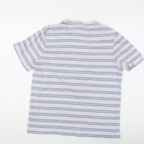 Farah Men's Blue Striped Crew Neck Cotton T-Shirt