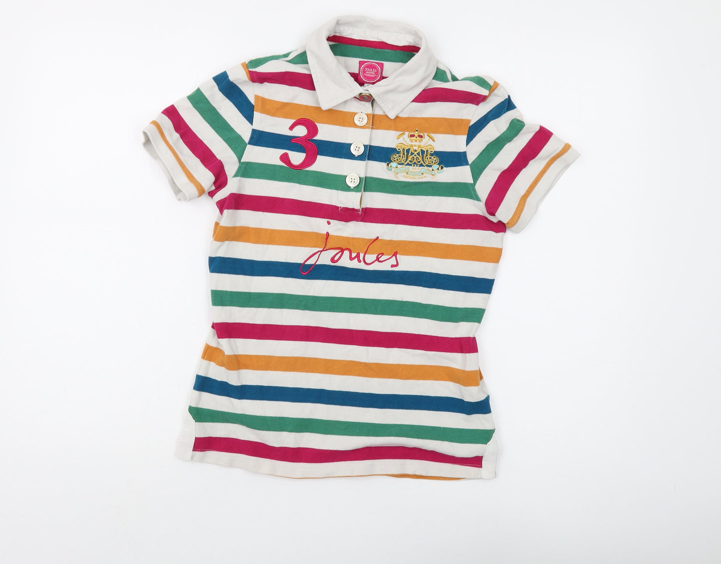 Joules Women's Multicoloured Striped Polo Shirt S