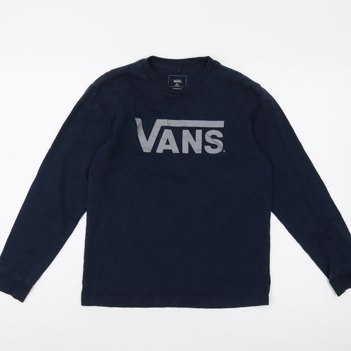 Vans Boys Blue Long Sleeve Logo T-Shirt M Cotton