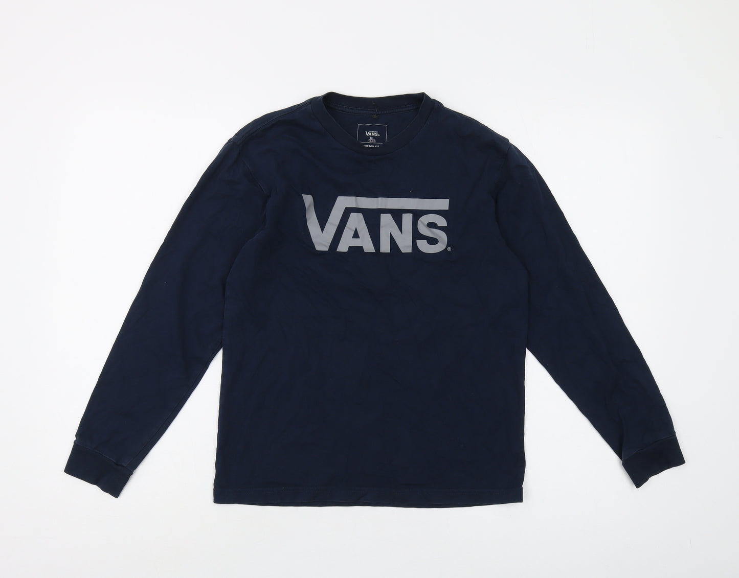 Vans Boys Blue Long Sleeve Logo T-Shirt M Cotton