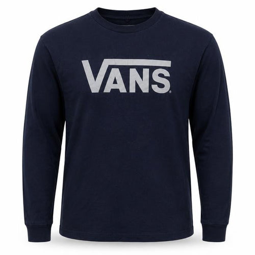 Vans Boys Blue Long Sleeve Logo T-Shirt M Cotton