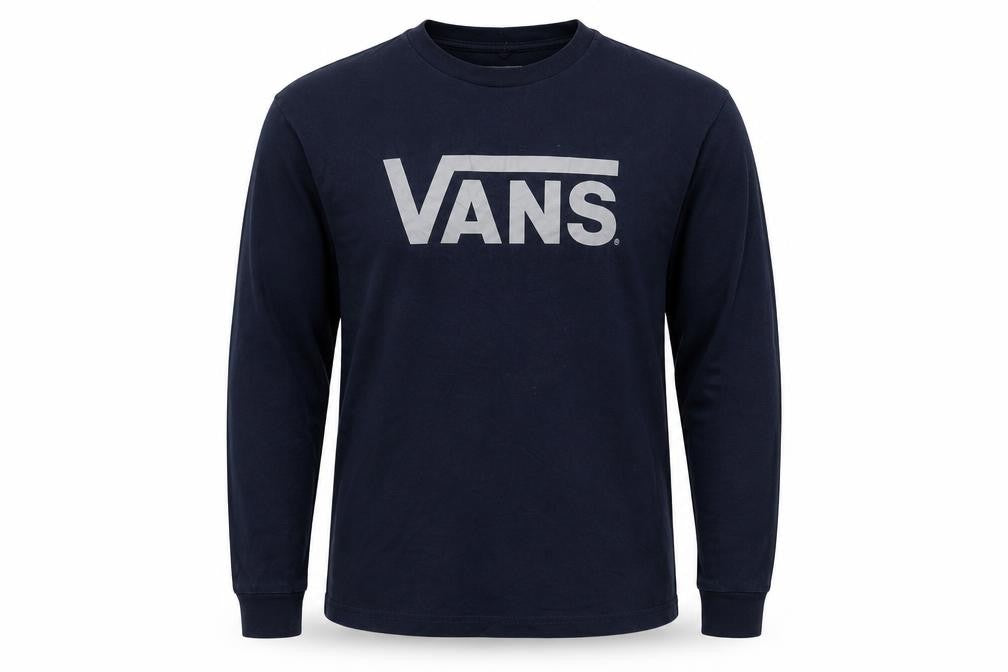Vans Boys Blue Long Sleeve Logo T-Shirt M Cotton