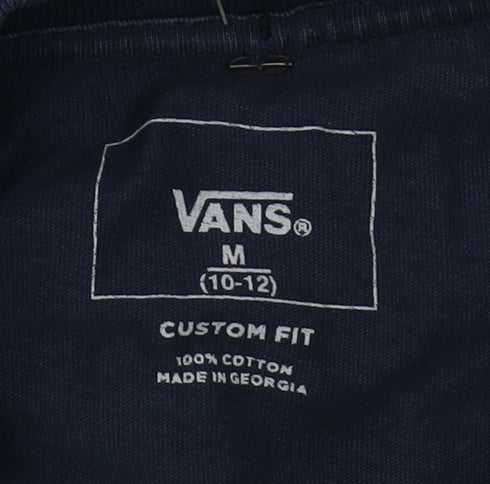 Vans Boys Blue Long Sleeve Logo T-Shirt M Cotton