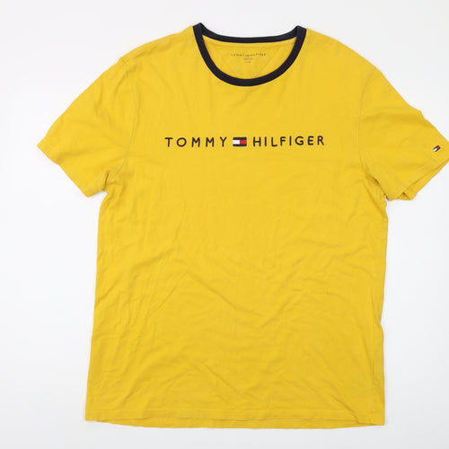 Tommy Hilfiger Men's Yellow Logo T-Shirt L