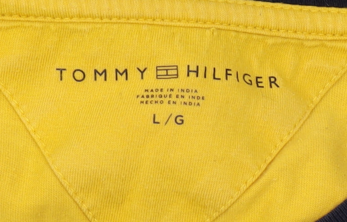 Tommy Hilfiger Men's Yellow Logo T-Shirt L