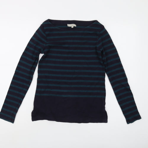 Hobbs Women's Blue Striped T-Shirt, XS, Boat Neck