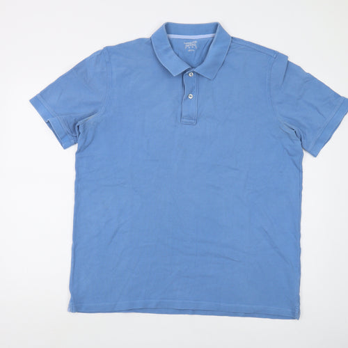 Lands' End Men's Blue Short Sleeve Polo Shirt Classic Fit L