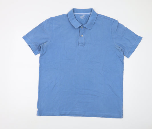 Lands' End Men's Blue Short Sleeve Polo Shirt Classic Fit L