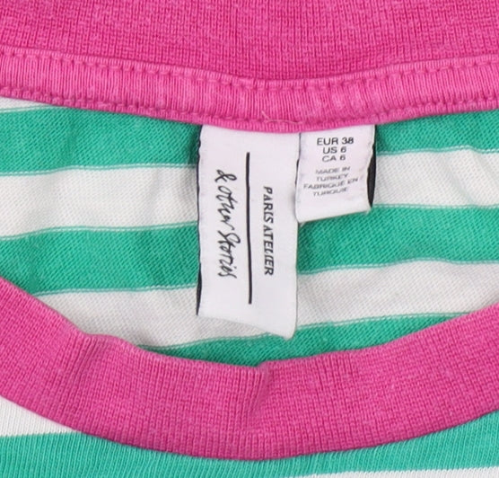 & Other Stories Women's Green Striped Ringer T-Shirt